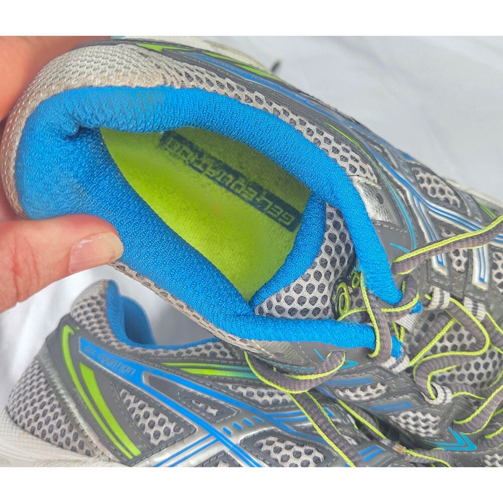 Asics Gel-Equation Womens 7 Running Shoes Titanium/Neon Blue/Green View 6